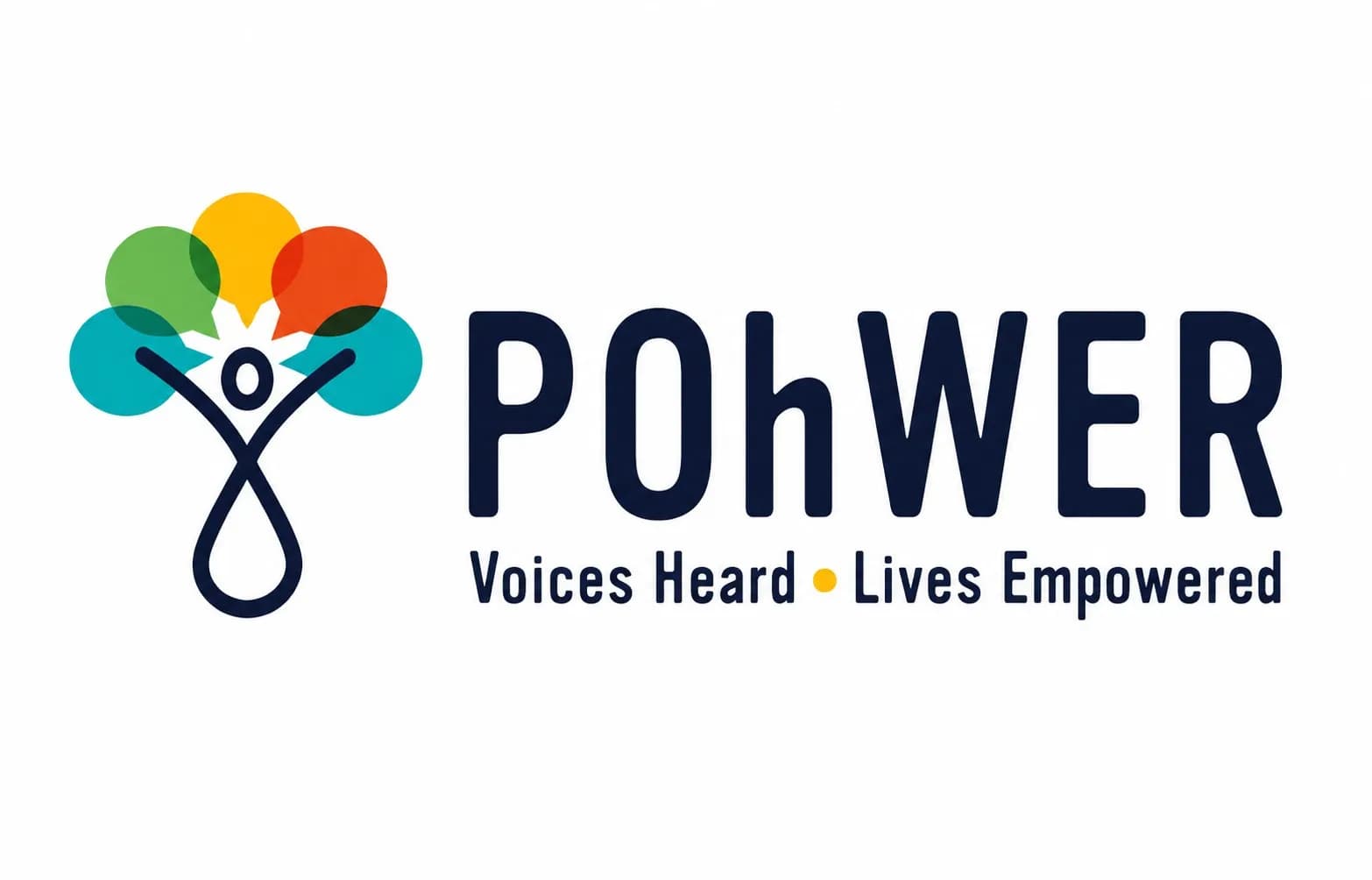 POhWER logo featuring a stylized person with colorful speech bubbles and the tagline "Voices Heard β’ Lives Empowered."